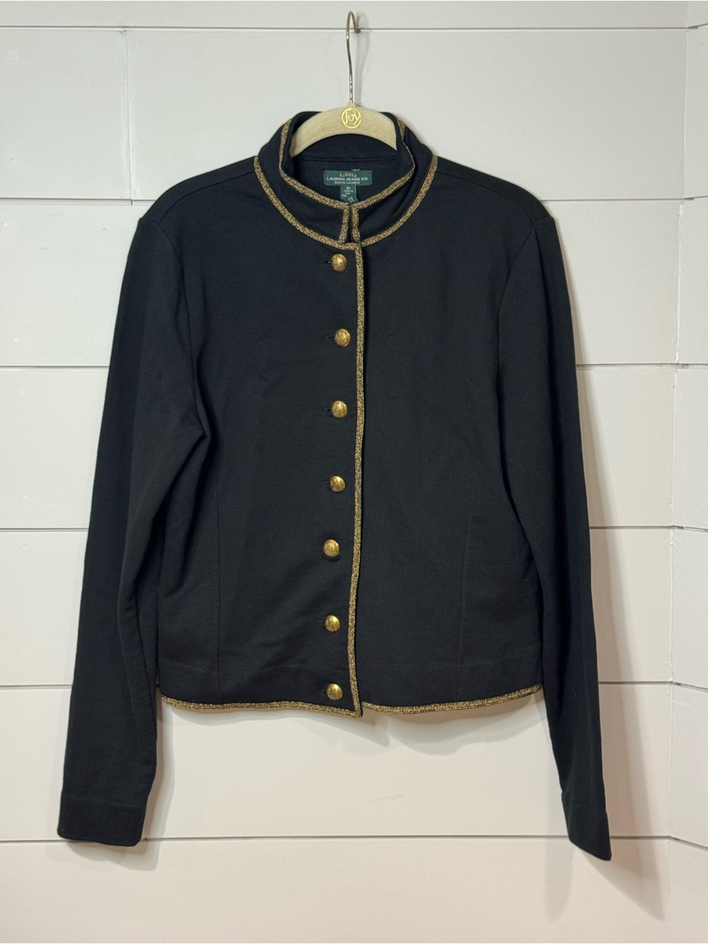 NEW Lauren Ralph Lauren Knit Military-Style Jacket with Gold Trim Size M